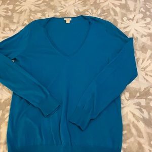 EUC JCrew cotton vneck sweater L